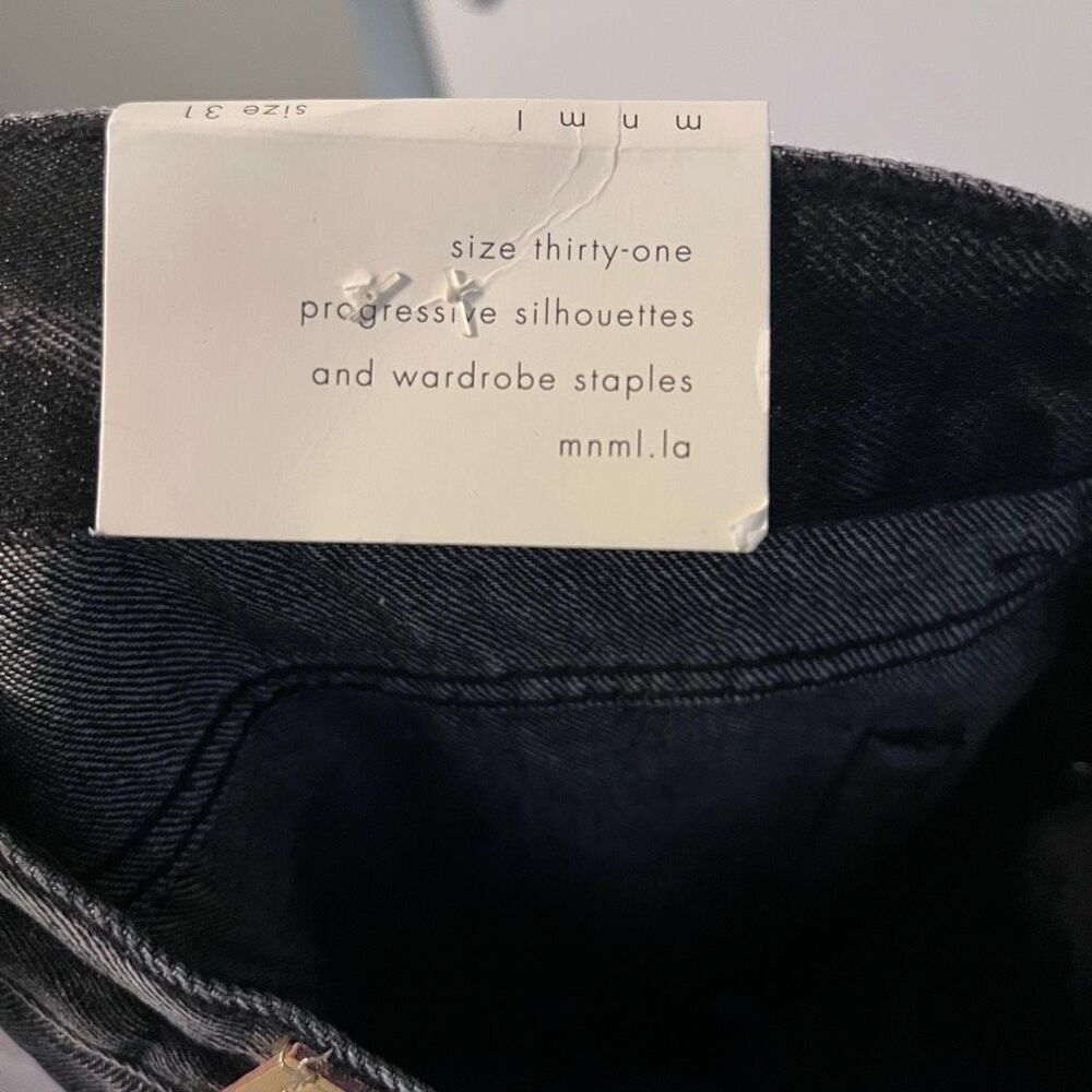 NWT mnml Men's D198 War Straight Denim Size 31 Distressed gray black denim - Picture 9 of 9
